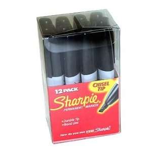  12 Pk. Sharpie Chisel Tip Black Permanent Markers