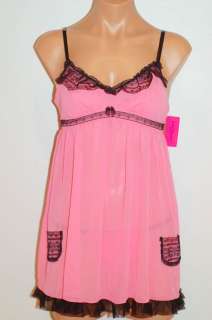 NWT $75 Victoria Secret Betsey Johnson Babydoll Nighty Thong Set S 