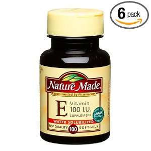  Nature Made Vitamin E 100IU, 100 Softgels (Pack of 6 