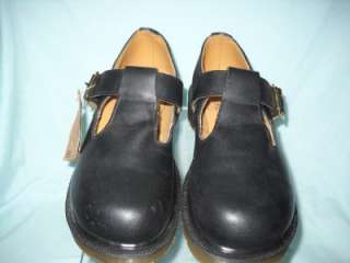 DR. MARTENS BLACK LEATHER AIR CUSHIONED COMFORT T BAR SHOES US 7 NWOB 