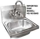 COMMERCIAL HAND SINK STAINLESS STEEL HS 1615WG, NO LEAD