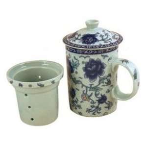  Floral Covered/Strainer Tea Cup