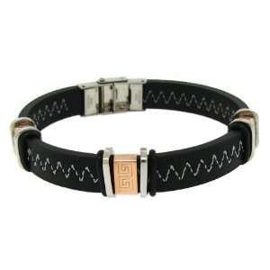   Design On Unusual Black Rubber Zig Zag Stitched Band Bracelet Jewelry