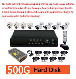 8CH Sony Camera H.264 CCTV DVR Security System Kit 500G Security 