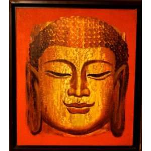  Buddha Framed Oil Painting on Canvas 