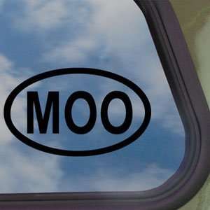 MOO Oval Cow Lover Black Decal Car Truck Window Sticker 