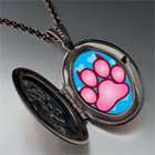 Pugster Pink Paw Print Pendant Necklace