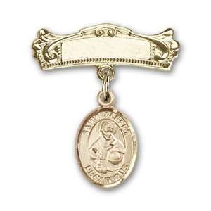   with St. Albert the Great Charm and Arched Polished Badge Pin Jewelry