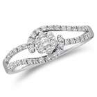   Diamond Engagement Ring 14k White Gold Solitaire Cluster (1/4 Carat