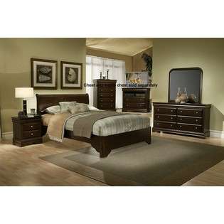   Furniture 4pcs Queen Size Sleigh Bed Bedroom Set in Cappuccino Finish