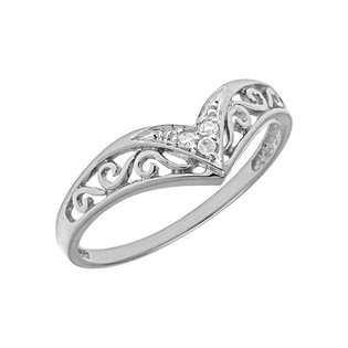 Direct Jewelry 14K White Gold Diamond Chevron Ring 