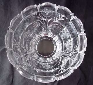 Crystal Flared Scalloped Cut Glass Bowl/Vase w/Floral & Box Design 
