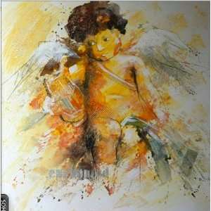  Fine Oil Painting Angel with Lyre 24x24