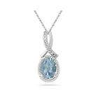 szul Aquamarine Loop Pendant Necklace 10K White Gold