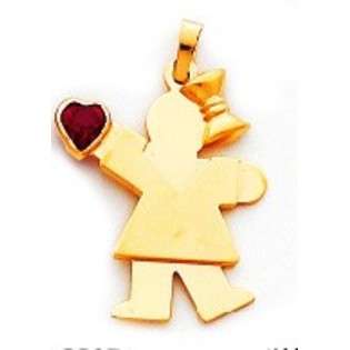 Rona K. Heart Charms 14k Gold The Kids Simulated Ruby Girl 