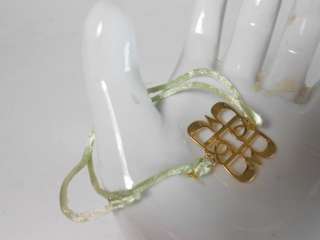 Rachel Leigh Light Green Satin Gold Charm Knot bracelet NWOT  