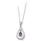 JewelryWeb Sterling Silver February CZ Birthstone Necklace   18 Inch