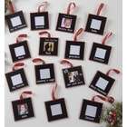   12 Holiday Cheer Black Board 2 x 2 Picture Frame Christmas Ornaments