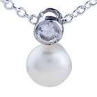 Pugster Sterling Silver Dazzling Pearl Pendant Necklace