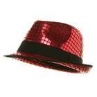 e4Hats Shiny Metallic Fedora Hat   Red