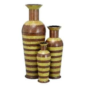  Set of Three Attractive Tall Metal Vases Patio, Lawn 
