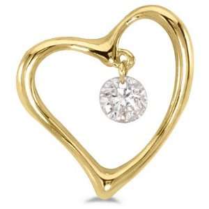  14kt Yellow Gold Swinging Diamond Heart Pendant Jewelry