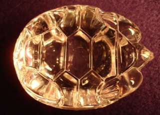 Vintage STEUBEN signed TURTLE Hand Cooler paperweight #5514 crystal 