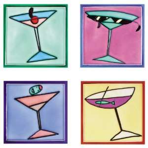  4x4 Art Tile   Martini Glass Set