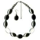 Jaclyn Smith Jet White Flattened Oval Cateye necklace and Earring Set