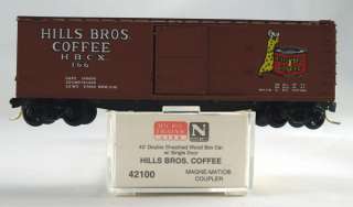 40 Wood Box Car Hills Brothers Coffee MTL 42100 Rd 166 N scale NIB 