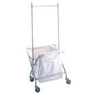   Laundry Hamper Frame with Canvas Bag and Double Pole Rack   Chrome