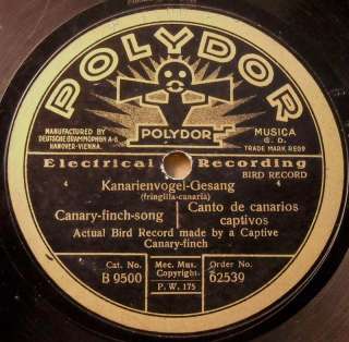 CANARY BIRDS SINGING RECORD Polydor 62539 78 RPM  