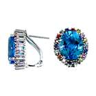 Grande Jewelry Ladies Blue Topaz & Multi Color Sapphire Earring in 14K 