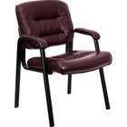   Top Grain Leather Burgundy Guest/Reception Chair w/Black Frame F