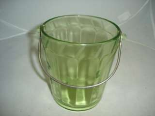 Green depression etched ice bucket  