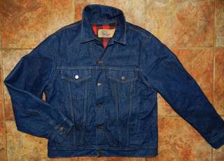 Vtg Plain Pockets denim Jean Jacket Made in USA Mens Size 42  