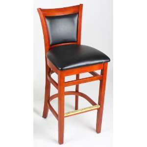  Solid Wood Faux Leather Bar Stool   Cherry Stain