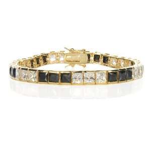   Set Black & White CZ Bracelet in Gold Plating CHELINE Jewelry