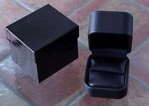 Tall Black LEATHER High End Jewelry RING Box 2pc pkr  