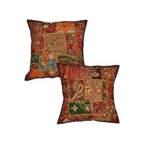  2p New Patchwork Cushion Cover Pillow Vintage Indian 