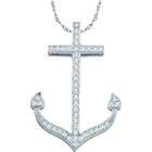 Jewelry Adviser pendants 14k White Gold 3 D Anchor with Rope Pendant