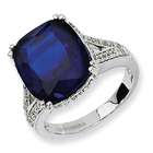 Jewelry Adviser Sterling Silver Synthetic Sapphire & CZ Ring