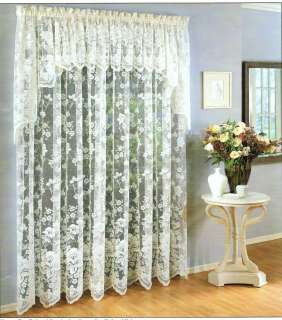 Floral Vine Green Lace 63 Panel, Valance, or Swag  