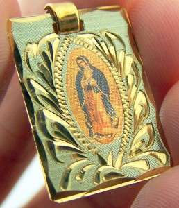 Our Lady Guadalupe Charm Pendant 14K Gilded Catholic Gift Box Medal 
