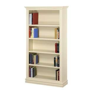 Wood Designs Hampton Bookcase in Pearl White   Size 72 H   Five 