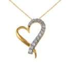 cttw Diamond Heart Pendant. 10K Yellow Gold