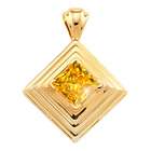  Yellow Gold Pendant with Orange Yellow Diamond 1 carat Princess cut