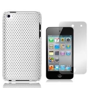  White Perforated Mesh Rubberized Hard Skin Back Cover Case 