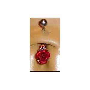 com Body Accentz™ Belly Button Ring Navel Flower rose Body Jewelry 