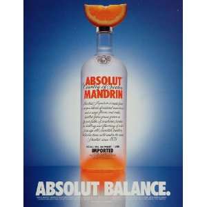 1999 Ad Absolut Balance Mandarin Vodka Orange Slice   Original Print 